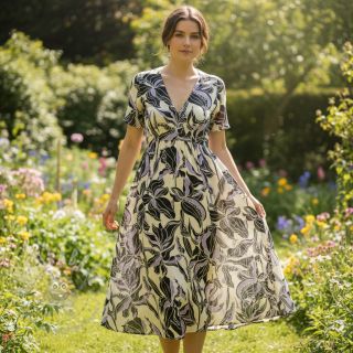 Wiskoza ROSELLA STRETCH Flowers