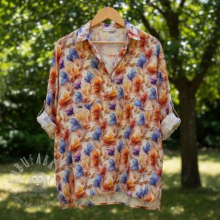 Wiskoza RAYON POPLIN Leafs design D digital print