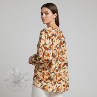 Wiskoza RAYON POPLIN Feathers design C digital print