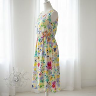 Wiskoza STRETCH Watercolour flowers design B digital print