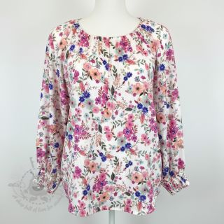 Wiskoza LUREX Tossed flowers white digital print