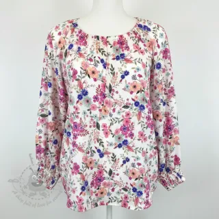 Wiskoza LUREX Tossed flowers white digital print