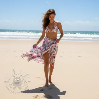 Wiskoza LUREX Tossed flowers white digital print