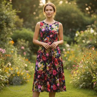 Wiskoza LUREX Abstract navy digital print