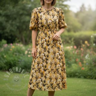 Wiskoza LUREX White flowers ecru digital print