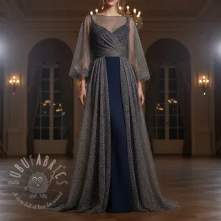 Tiul ROYAL SPARKLE ciemnoszary srebrny