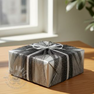 Tiul ROYAL SPARKLE czarny srebrny