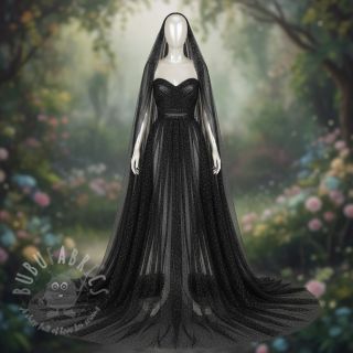 Tiul ROYAL SPARKLE czarny srebrny