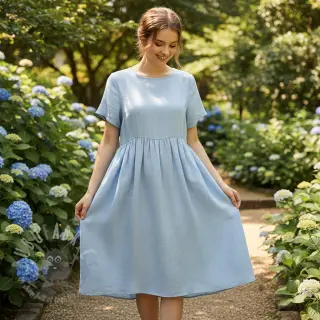 Len z bawełną Lico light blue