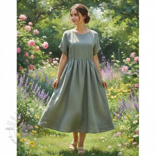 Len z bawełną Lico camo green