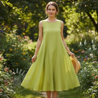 Bawełniany len Fishbone bright green