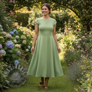 Len bawełna Fishbone lime