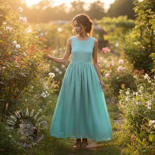 Len bawełna Fishbone mint