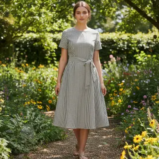 Len z bawełną Lira medium stripe black