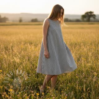 Len z bawełną Lira big stripe black