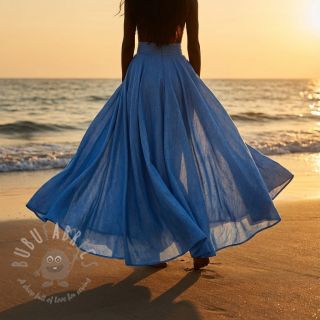 Len bawełna Fishbone cobalt