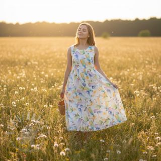 Len z bawelną Bottles digital print