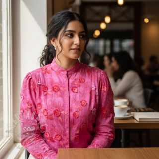 Bawełniana tkanina TIE DYE EMBROIDERY Poppy design U