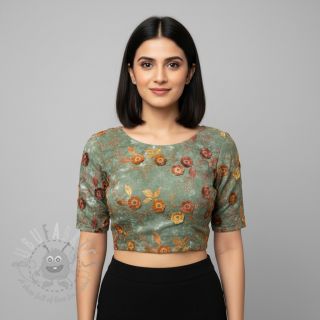 Bawełniana tkanina TIE DYE EMBROIDERY Poppy design O