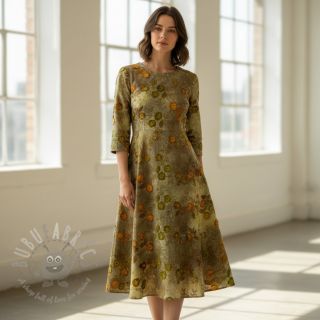 Bawełniana tkanina TIE DYE EMBROIDERY Poppy design P