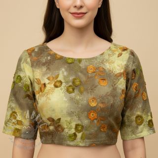 Bawełniana tkanina TIE DYE EMBROIDERY Poppy design P