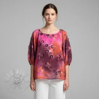 Bawełniana tkanina TIE DYE EMBROIDERY Poppy design Q