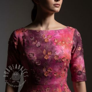 Bawełniana tkanina TIE DYE EMBROIDERY Poppy design Q