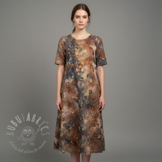 Bawełniana tkanina TIE DYE EMBROIDERY Poppy design M