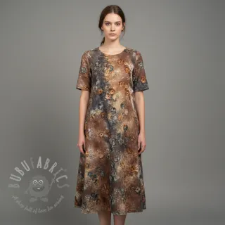 Bawełniana tkanina TIE DYE EMBROIDERY Poppy design M