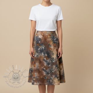 Bawełniana tkanina TIE DYE EMBROIDERY Poppy design M