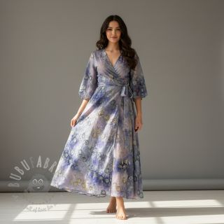 Bawełniana tkanina TIE DYE EMBROIDERY Poppy design T