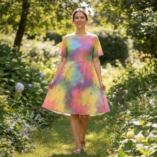 Bawełniana tkanina EMBROIDERY Tie dye Della design A