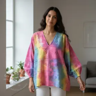 Bawełniana tkanina EMBROIDERY Tie dye Della design B
