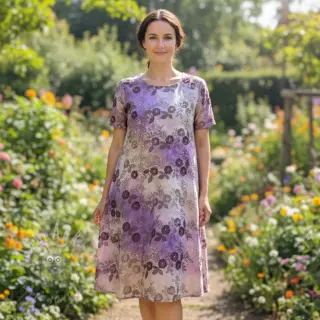 Bawełniana tkanina TIE DYE EMBROIDERY Poppy design J