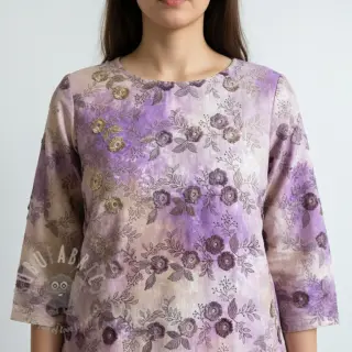 Bawełniana tkanina TIE DYE EMBROIDERY Poppy design J