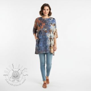 Bawełniana tkanina TIE DYE EMBROIDERY Poppy design I