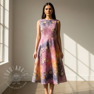 Bawełniana tkanina TIE DYE EMBROIDERY Poppy design E