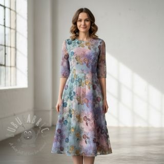 Bawełniana tkanina TIE DYE EMBROIDERY Poppy design C