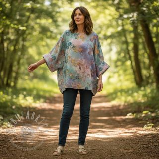 Bawełniana tkanina TIE DYE EMBROIDERY Poppy design C