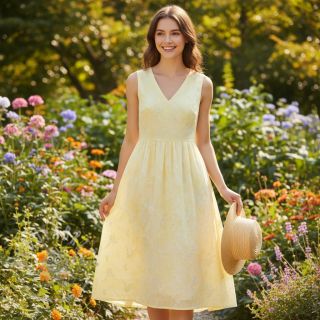 Bawełniana tkanina EMBROIDERY Tie-Dye yellow