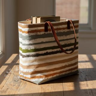 Bawełniana tkanina Big stripes Snoozy old green