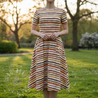 Bawełniana tkanina Big stripes Snoozy brick