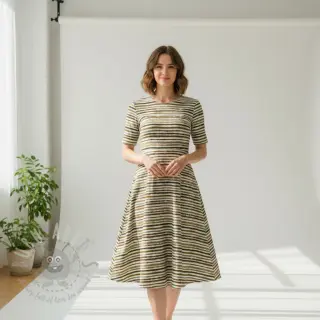 Bawełniana tkanina Small stripes Snoozy taupe