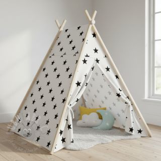 Bawełniana tkanina Stars white/black