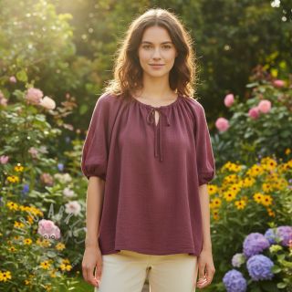 Bawełniana tkanina SLUB WASHED mauve