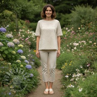 Bawełniana tkanina EMBROIDERY GABARDINE Luana natural