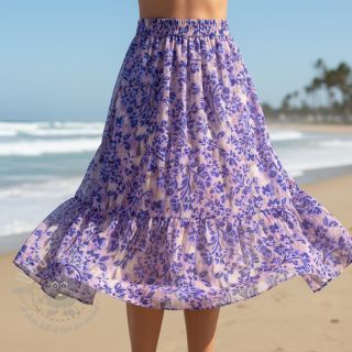 Bawełniana tkanina SATIN Purple flowers digital print