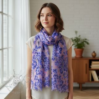 Bawełniana tkanina SATIN Purple flowers digital print