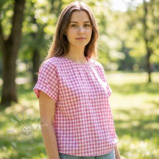 Bawełniana tkanina Check pink