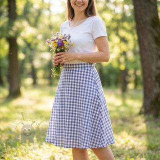 Bawełniana tkanina Check lavender